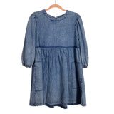 Very J Chambray with Back Button Keyhole Dress- Size S