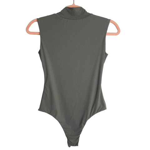 Pumiey Gray Mock Neck Sleeveless Bodysuit- Size S
