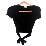 Wilfred Black Ribbed Front Cross Top with Tie- Size XS