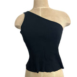 Lacausa Black Ribbed One Shoulder Top- Size XS