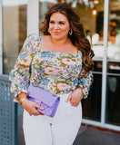 ASTR The Label Floral Sheer Sleeve Smocked Back Top- Size XL (see notes)