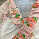 Zara Baby Pink Gingham with Strawberries and Back Criss Cross Straps Ruffle Swimsuit- Size 3-4Y (see notes)