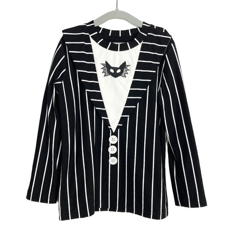 Only Little Once Black/White Striped with Button Detail and Roll Tab Sleeves Top-Size 4