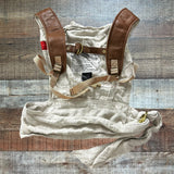Sakura Bloom Scout Flax Cognac Leather Soft Baby Carrier- 7-45 lbs (see notes)