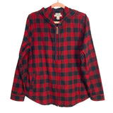 L.L. Bean Buffalo Plaid Relaxed Fit Zipper Top- Size M