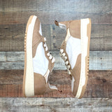 Steve Madden White/Brown Leather Sneakers- Size 7.5 (Great Condition)