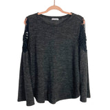 Dainty Hooligan Black/Charcoal Space Dye with Crochet Cold Shoulder Top- Size ~S (no size tag, fits like a small)