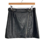 Amaryllis Black Faux Leather with Buckles and Zipper Detail Skirt- Size S