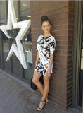 Mango Black and White Printed Dress- Size 2 (see notes)
