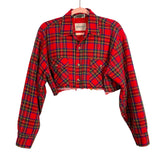 St. John's Bay Red Plaid Cropped Raw Hem Shacket - Size L