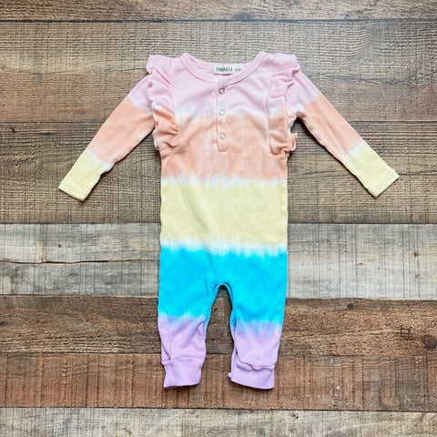 Fairwell Rainbow Tie Dye Ribbed Snap Ruffle Outfit- Size 6-12M