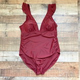 Kona Sol Burgundy Plunge One Piece- Size XL