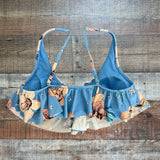 Cupshe Blue/Flower Print Swim Top - Size M