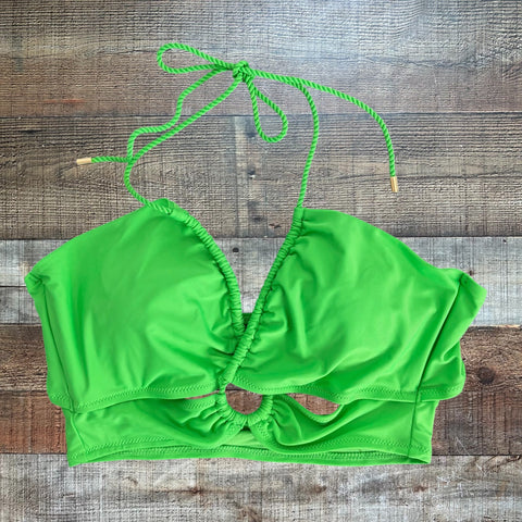 Aerie Bandeau Green Cut Out Swim Top - Size L