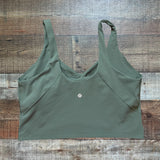 Lululemon Dark Green Built in Shelf Bra Cropped Tank- Size 14