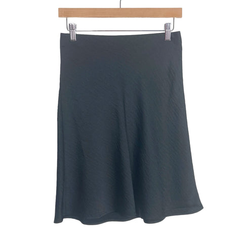 LOFT Black Satin Elastic Waist Pull-On Skirt NWT- Size XS