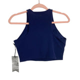 Stori Ink Blue Unscripted High Neck Padded Cropped Shelf Tank NWT- Size 10