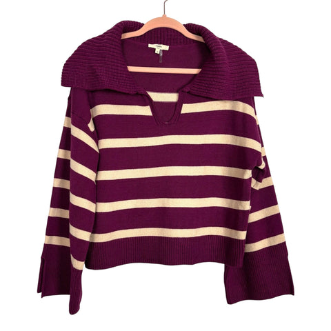 Entro Burgundy/Cream Striped Sweater - Size S