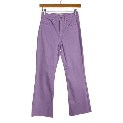 Sneak Peek Lilac High Rise Kick Flare Raw Hem Heather Jeans NWT- Size 0/24 (Inseam 27”)