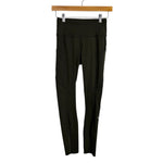 Lululemon Dark Olive with Side Pockets Raw Hem Exposed Seams Reflective Dot Leggings - Size 4 (Inseam 25”)