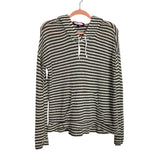 T/O Sweaters White/Army Green Striped Hooded Sweatshirt - Size L