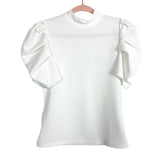 No Brand (Amazon) White Puff Sleeve Mock Neck Top- Size M (sold out online)