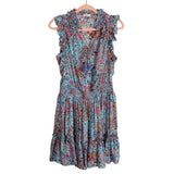 Poupette St Barth Blue Printed Tassel Tie Smocked Waist Dress- Size ~XL (see notes)
