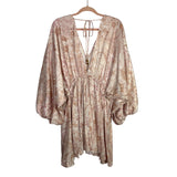 Free People Paisley Print Cinched Front Back Tie Satin Dress- Size S