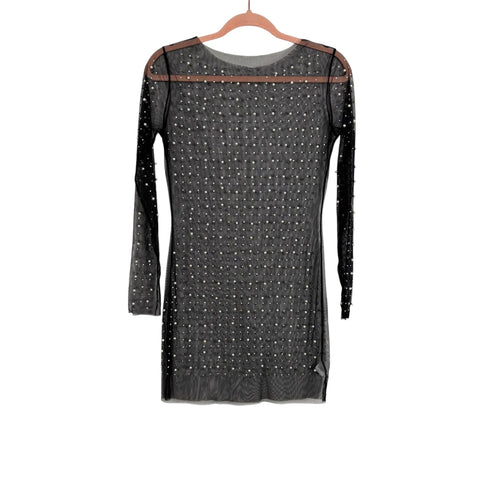 Fashion Black Beaded Sheer Dress NWT - Size S