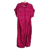 Lauren Ralph Lauren Magenta Geo Print Shantung Side Tie Dress- Size 20W