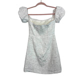 ASTR The Label White Textured Raina Off the Shoulder Puff Sleeve Mini Dress- Size XS