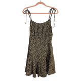 No Brand Khaki Floral Tie Strap Romper- Size M