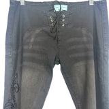 ReVice Lace Up Waist Black Rhinestone Wide Leg Jeans- Size 28