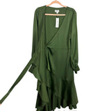 The Drop x Jacey Duprie Green Satin Wrap Dress NWT - Size XL