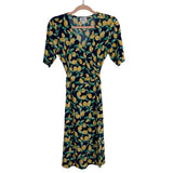 DM Collection Lemon Print Faux Wrap Dress- Size 12 Petite