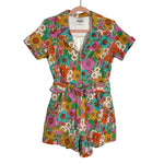 Show Me Your Mumu Flower Market Denim Belted Outlaw Romper- Size M (sold out online)