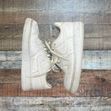 Pre-Owned Nike Air Force 1 White Leather Sneakers- Size 8 (see notes)