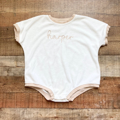 Maxwell Monograms White Terry Cloth Harper Bubble- Size 18-24M