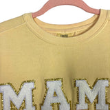 Comfort Colors Yellow Glitter Mama Letter Patch Sweatshirt- Size M (see notes)