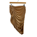 Express Tan High Waisted Velvet Body Contour Rouched Side Mini Skirt - Size L (Sold Out Online!)
