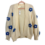 Maeve by Anthropologie Cream Flower Open Front Cardigan NWT- Size ALL