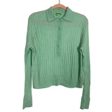 J.Crew 100% Cashmere Mint Green Ribbed Collared Sweater - Size XXL (Sold Out Online!)