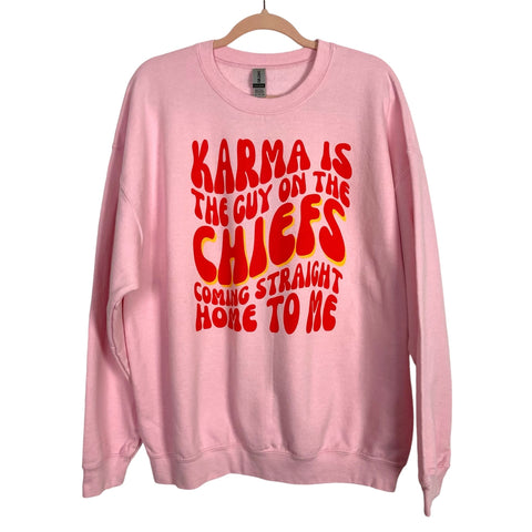 Friday Apparel Pink Karma is the Guy on the Chiefs Sweatshirt-Size XL