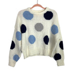 Blu Pepper Off White with Navy/Gray/Blue Polka Dots Sweater NWT- Size S