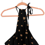 Stone_Cold_Fox Black with Tan Printed Silk Racerback Dress with Front Slits- Size 1 (see notes)