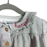 Little Paper Doll Blue and White Striped Embroidered Harper Dress- Size ~3T (see notes)