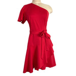 Grace Karin Red One Shoulder with Tie Belt Dress NWT- Size L