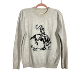No Brand Oatmeal Cowboy Crewneck Sweater - Size L Youth (See Notes)