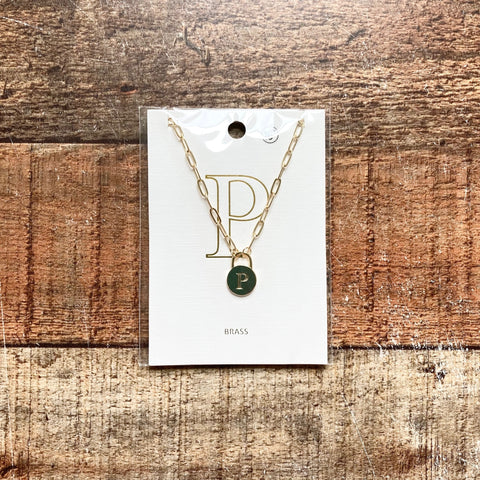 Brass 16" Letter "P" Initial Necklace (New in Bag)