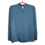 Grace Karin Blue Satin Front Twist Long Sleeve Blouse NWT- Size S